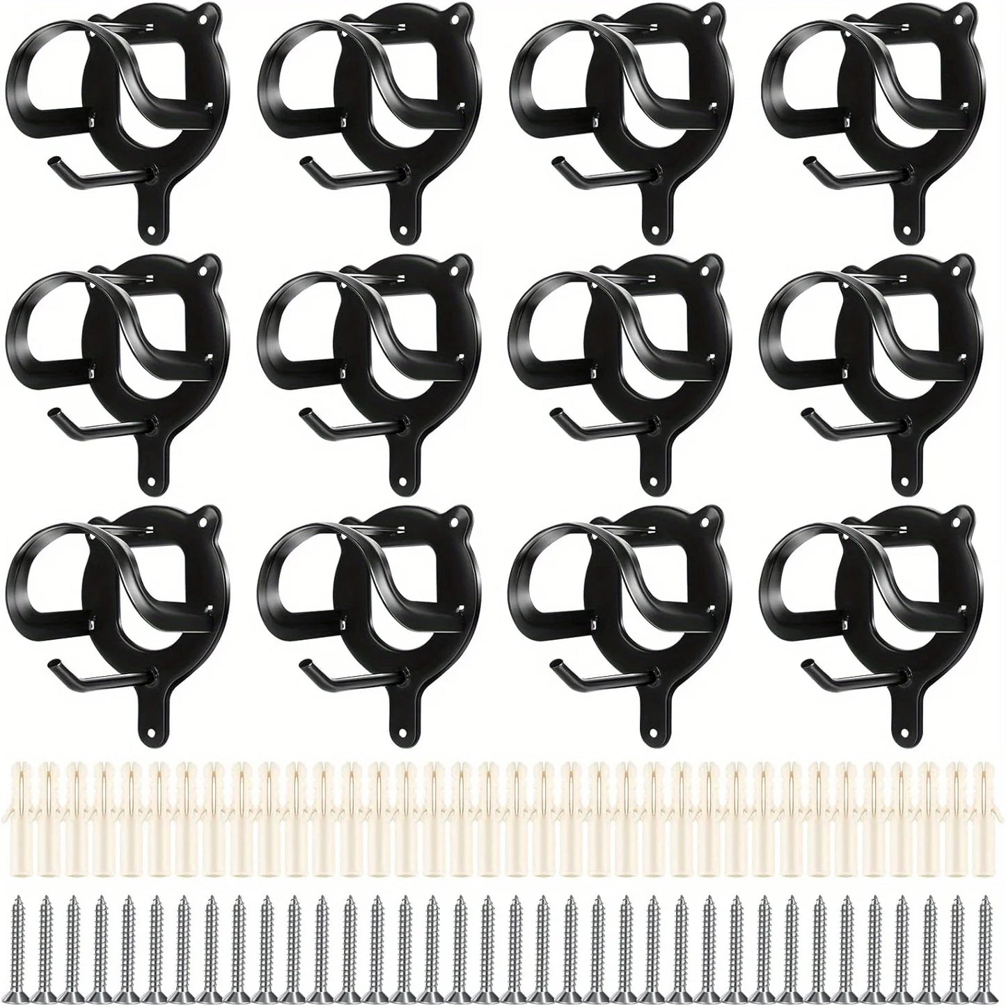 12pcs Black Metal Saddle Racks with Hooks