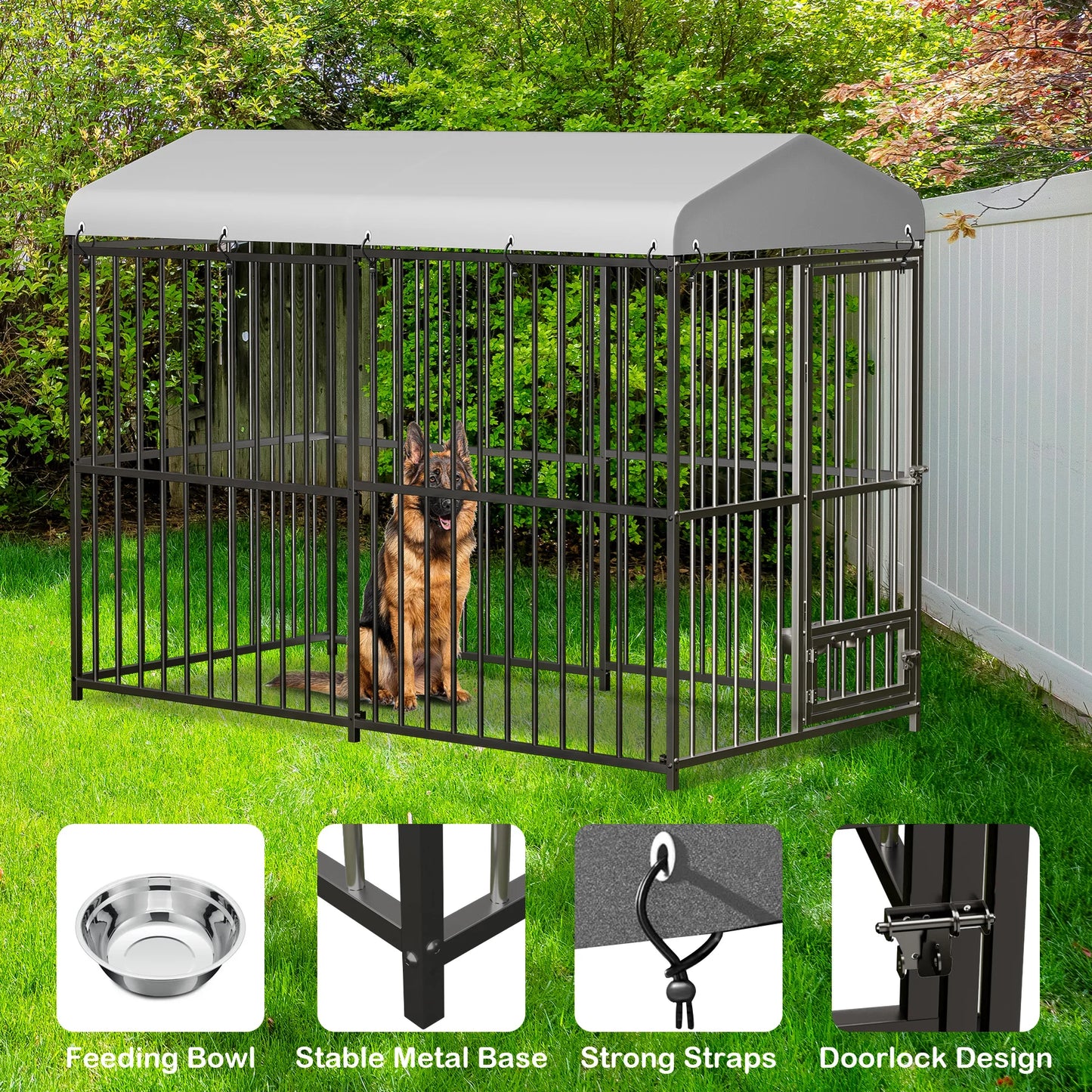Heavy-Duty Outdoor Dog kennel with Roof
