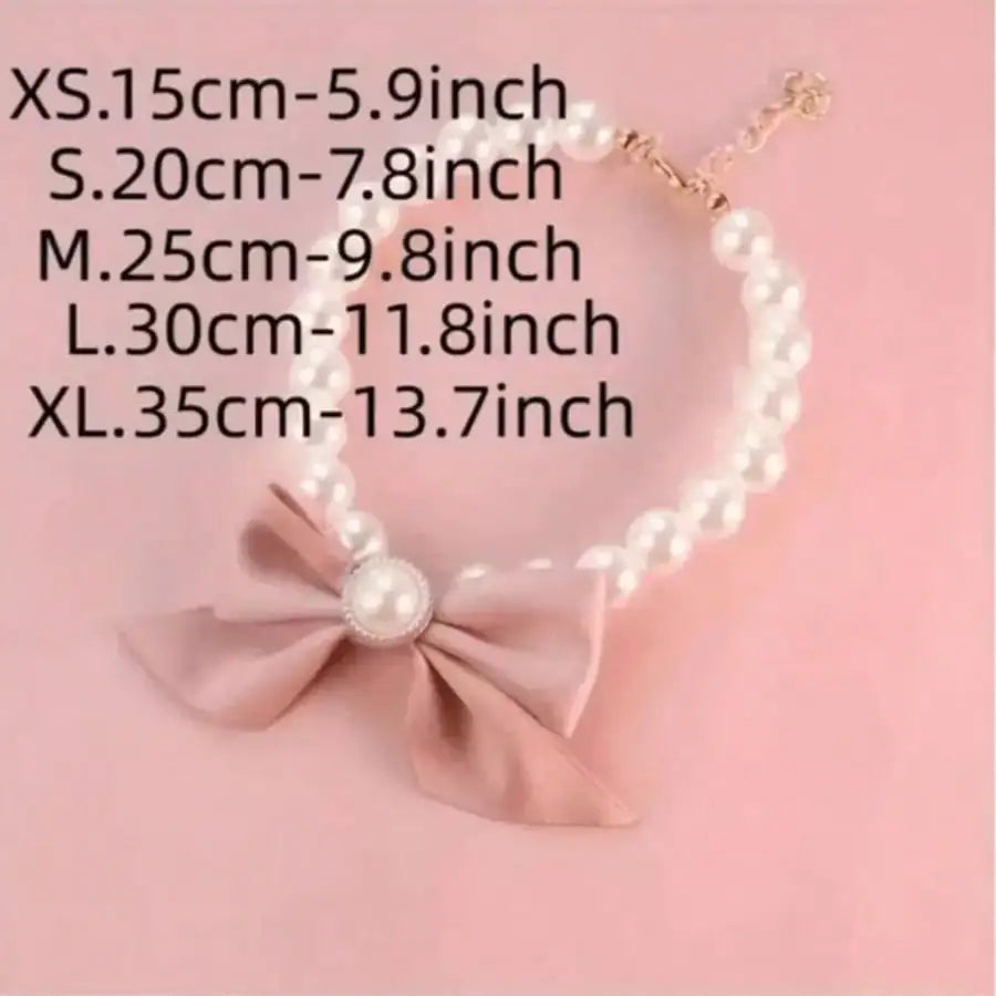 Pearl Bead Collar with Satin Bow Decor