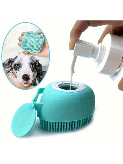 Bathing Brush, Massage Bristles, Shampoo Dispenser, for Dogs & Cats