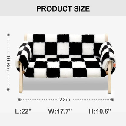 Pet Sofa, Wooden Elevated , with Removable Mattress Cover