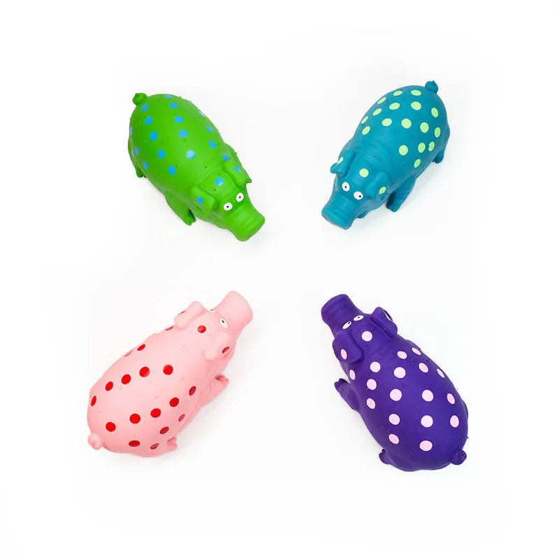 Fun natural latex spotted pig voice dog toy bite resistant and teeth cleaning interactive pet toy