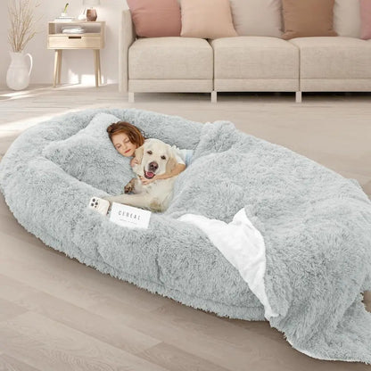 Oversized 71x45x12 Grey Dog Bed,  Pillow,