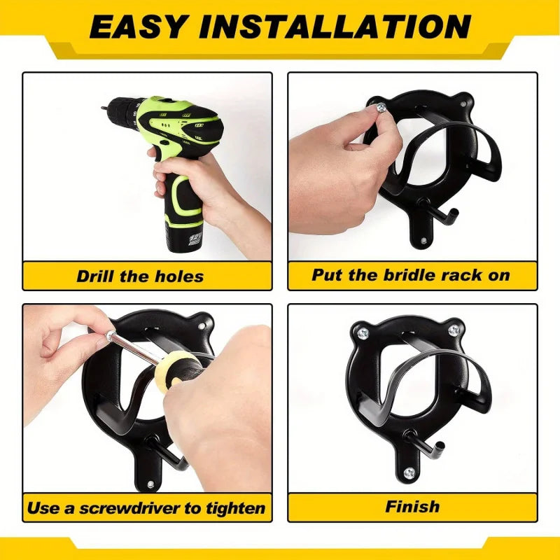 12pcs Black Metal Saddle Racks with Hooks