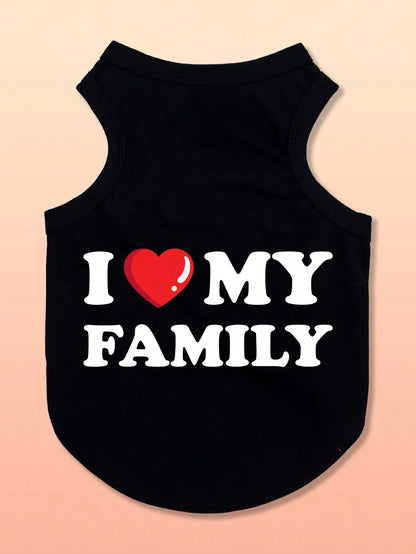 Black Vest with 'I ❤️ MY FAMILY' Print for Dogs & Cats