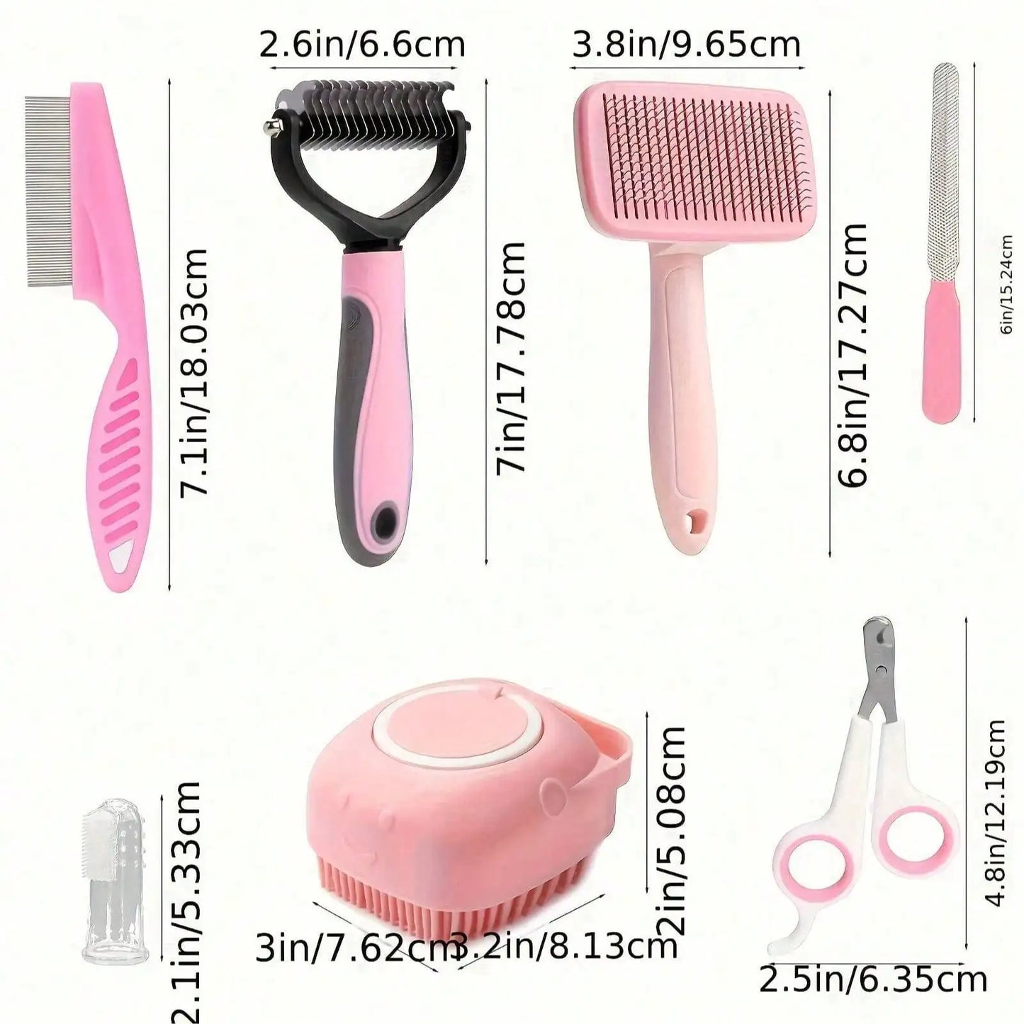 Dog Grooming Kit,  Nail Clippers, Flea Comb, Brush & Shampoo Tool