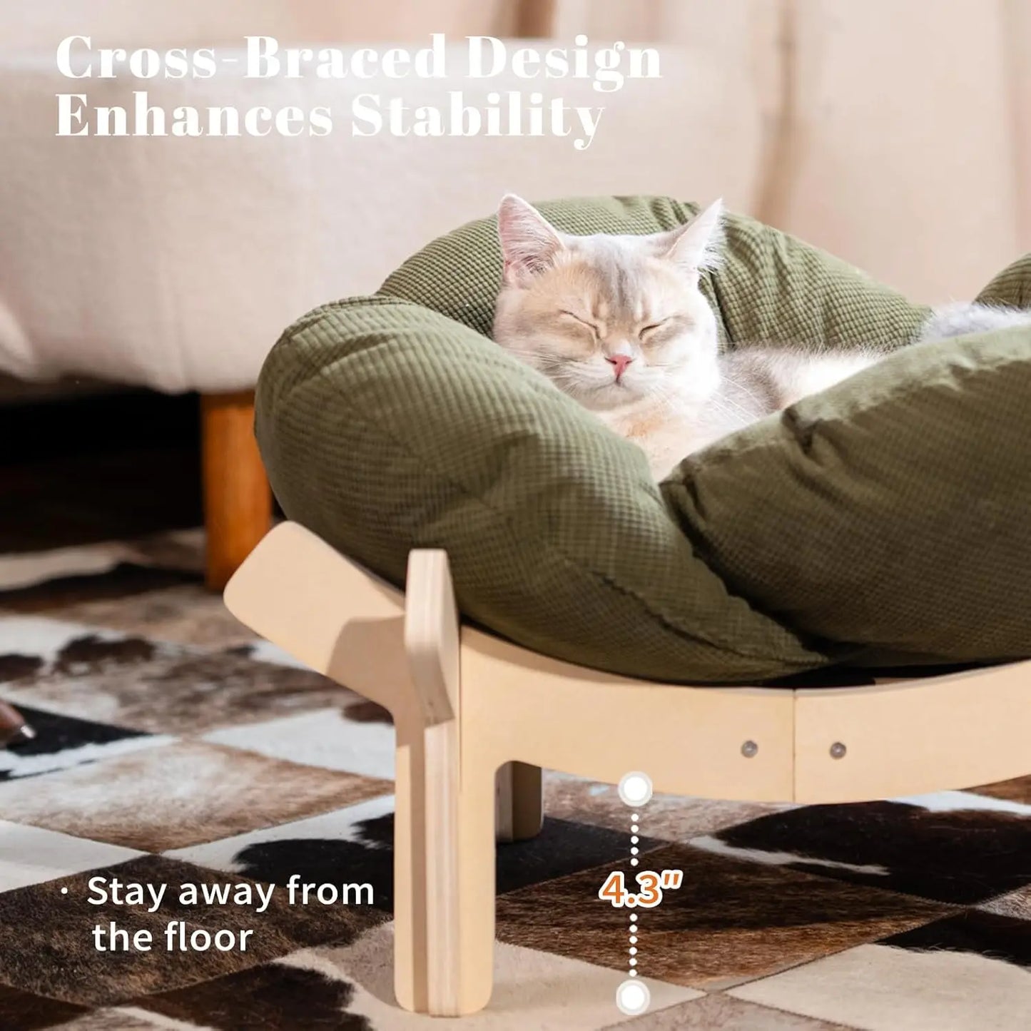 Green Fluffy Lounge Chair for Cats, Puppies