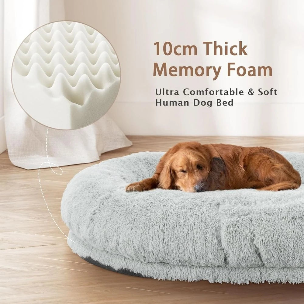 Oversized 71x45x12 Grey Dog Bed,  Pillow,