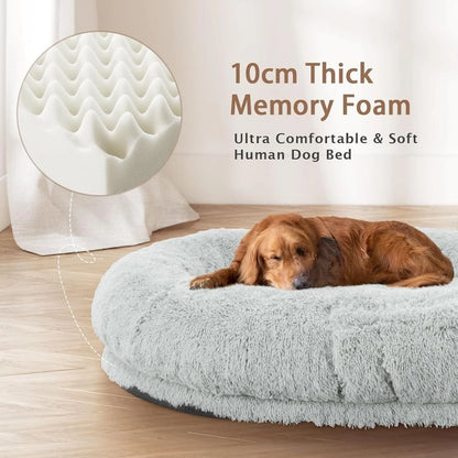 Oversized 71x45x12 Grey Dog Bed,  Pillow,