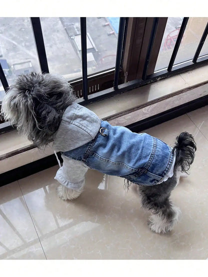 Denim Hooded Dog Vest