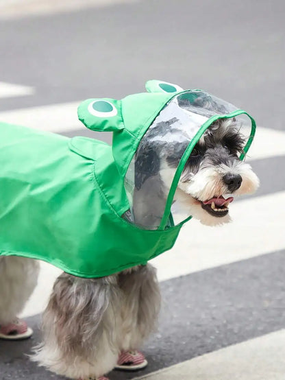 Green Frog-Hooded Raincoat for Dogs and Cats