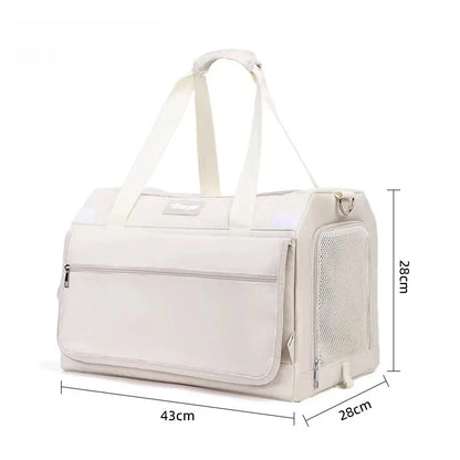 Double Layer Breathable Pet Carrier with Wheels Foldable