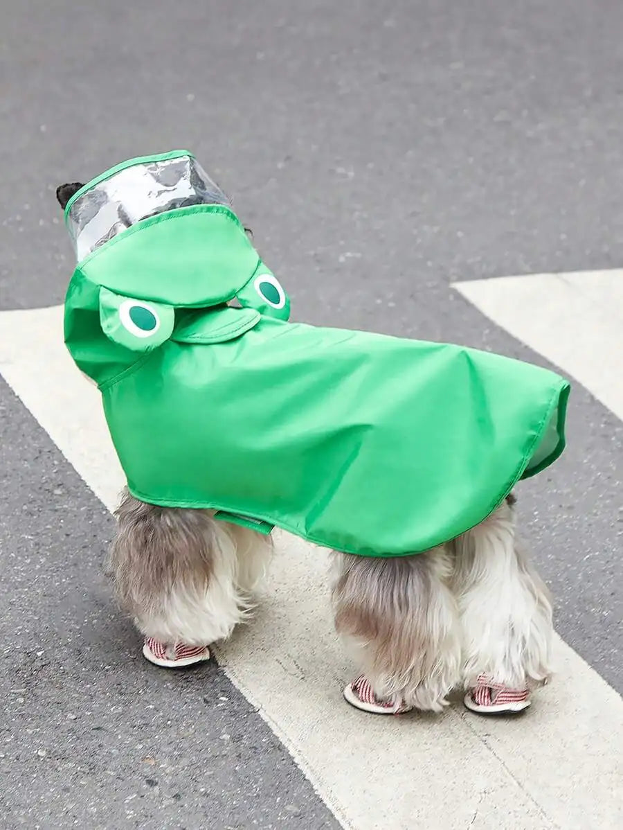 Green Frog-Hooded Raincoat for Dogs and Cats