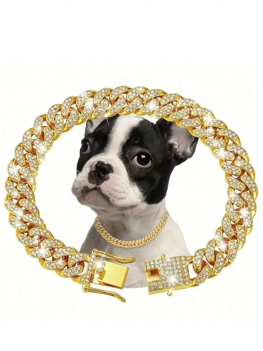 Rose Gold Cuban Chain Collar for Dogs and Cats