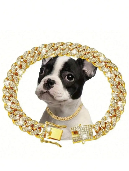 Rose Gold Cuban Chain Collar for Dogs and Cats