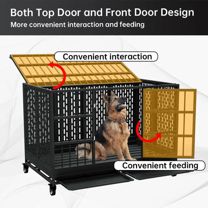 48-Inch Heavy-Duty Dog Crate with Wheels