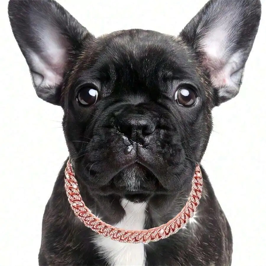 Rose Gold Cuban Chain Collar for Dogs and Cats