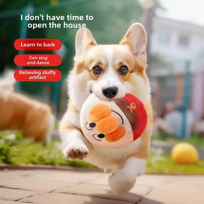 Interactive Electric Plush Jumping Ball Dog Toy USB Rechargeable Cartoon Clown Design Puzzle Training Toy for Puppy Pet Supplies