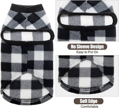 EXPAWLORER Plaid Cat Sweater Warm Fleece Hoodie Vest for Cats Small Dogs Fall Winter Coat Pullover Buffalo Check Clothing
