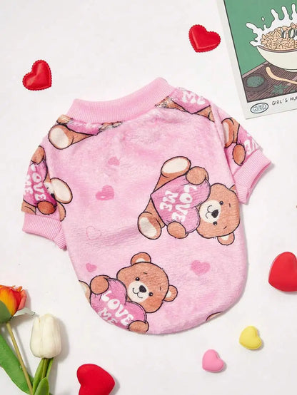 Heart Print Crew Neck Sweater for Dogs Cat
