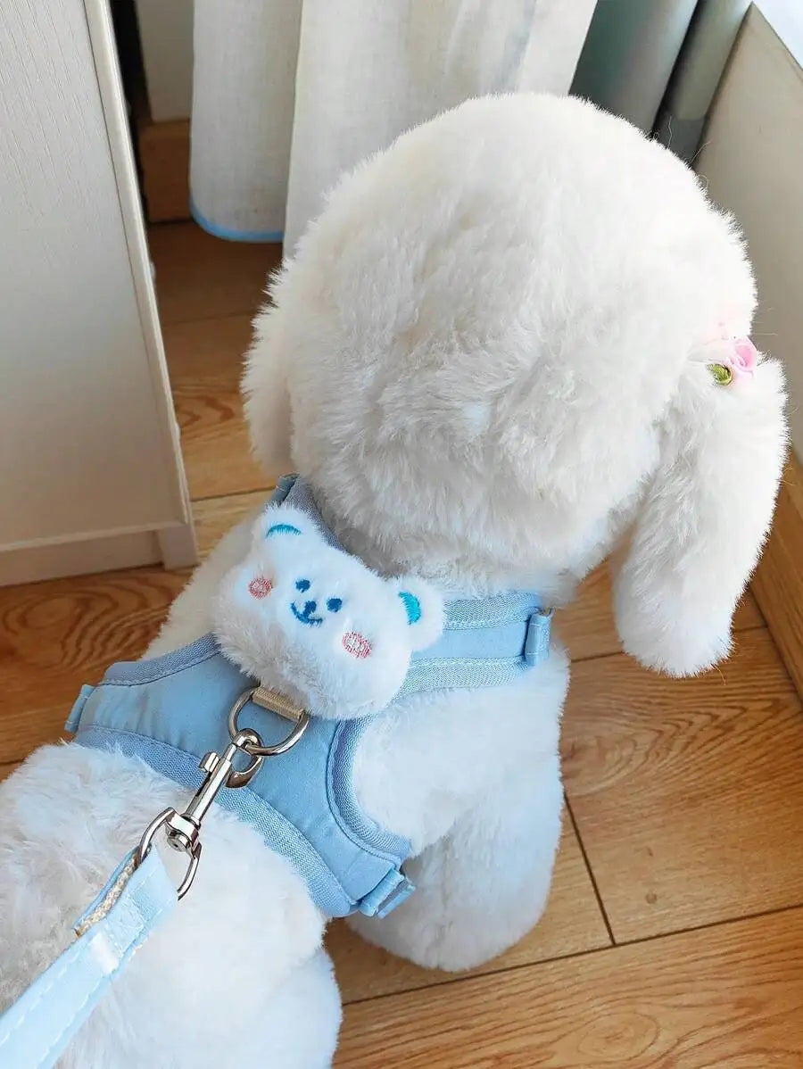 Blue Harness, Plush Bear Charm, Small Dogs