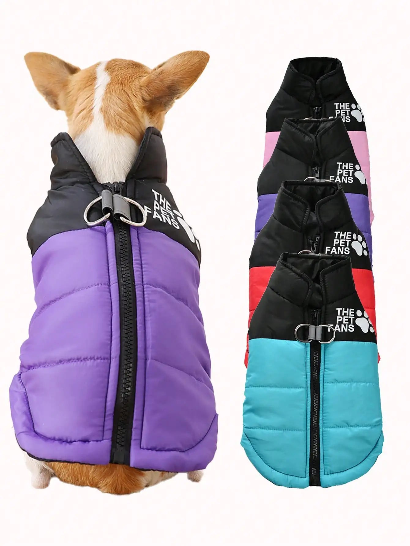 Warm Puffer Dog Vest with Zipper Front