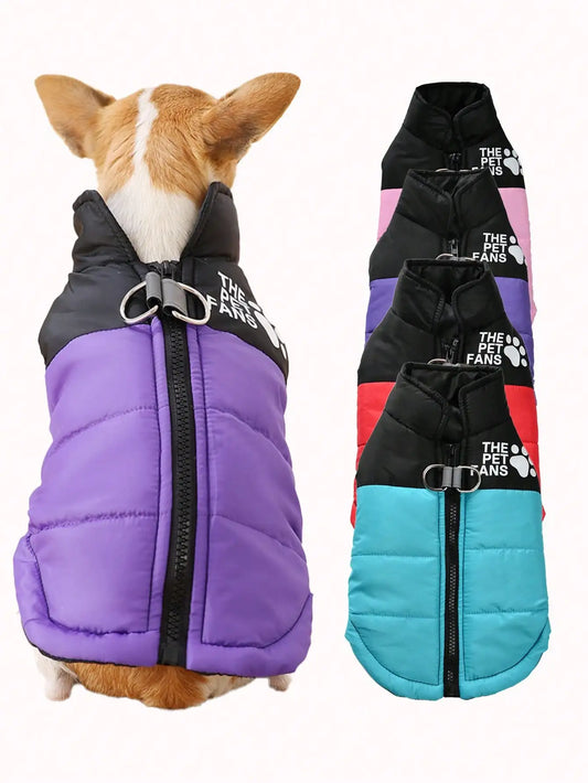 Warm Puffer Dog Vest with Zipper Front