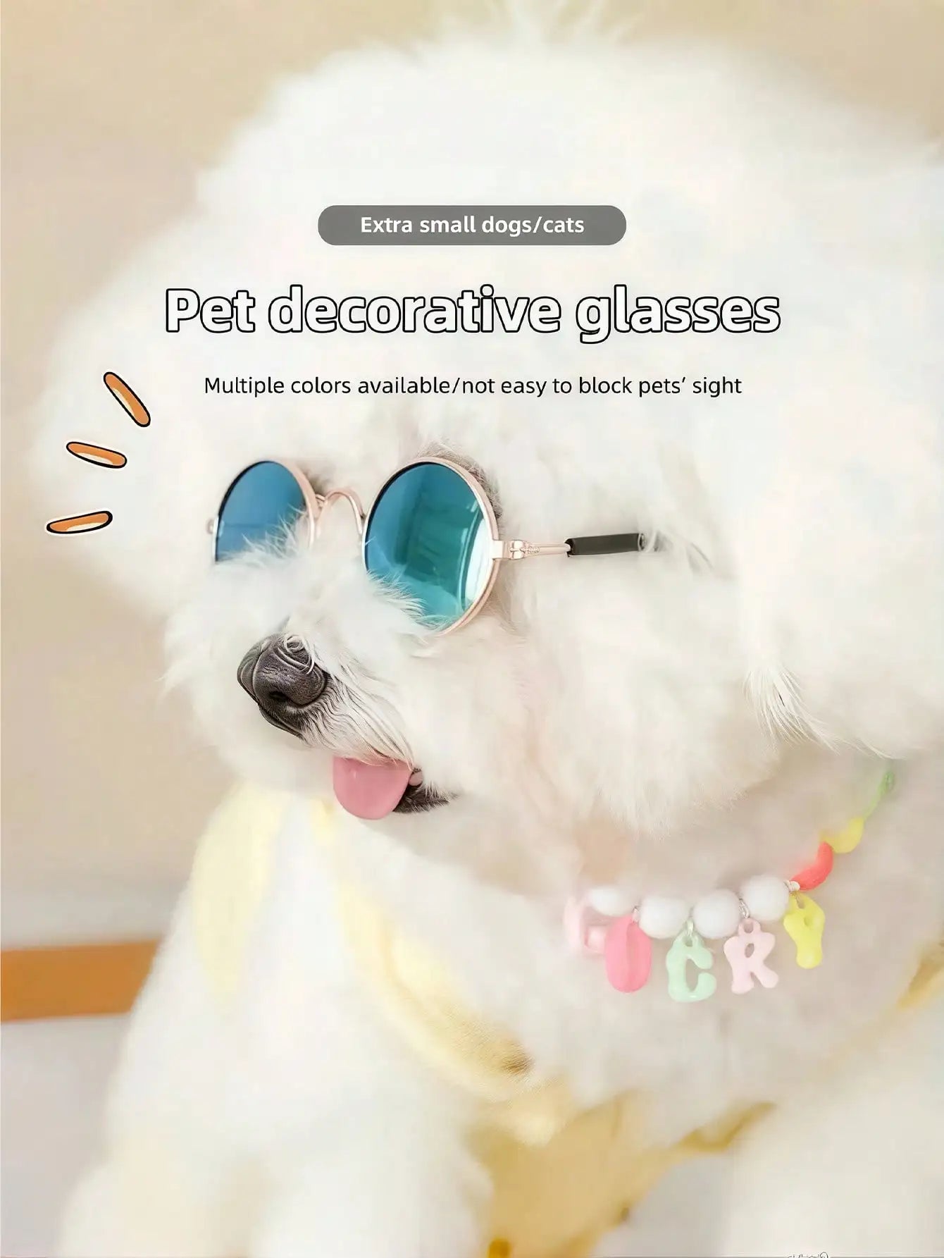 Pet Mini Round Sunglasses with Anti-Slip Strap,