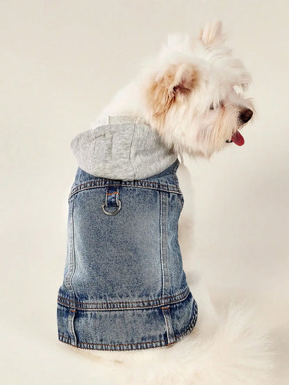 Denim Hooded Vest, For Small Dogs