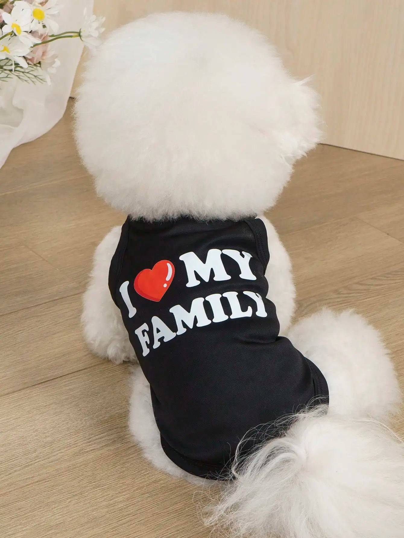 Black Vest with 'I ❤️ MY FAMILY' Print for Dogs & Cats