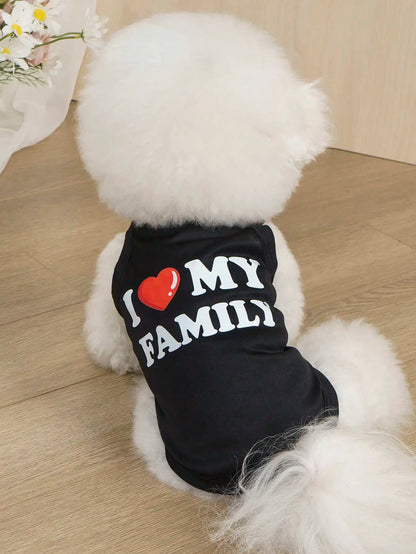 Black Vest with 'I ❤️ MY FAMILY' Print for Dogs & Cats