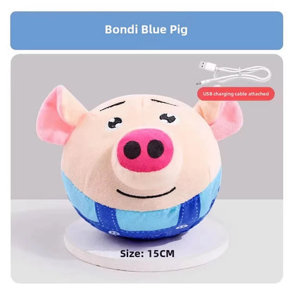 Interactive Electric Plush Jumping Ball Dog Toy USB Rechargeable Cartoon Clown Design Puzzle Training Toy for Puppy Pet Supplies