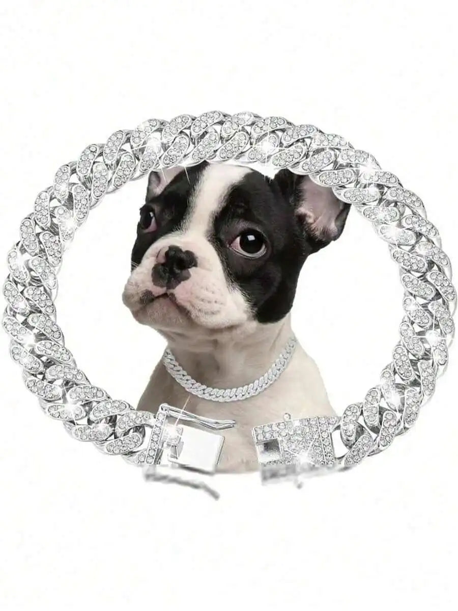 Rose Gold Cuban Chain Collar for Dogs and Cats