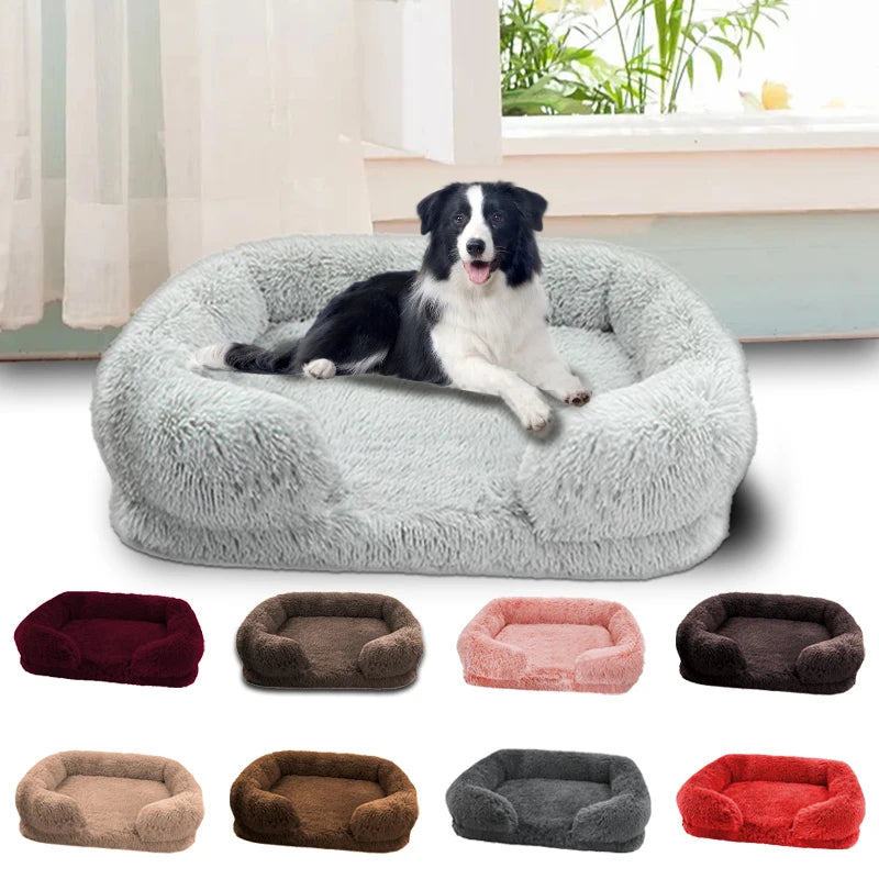 Thickened orthopedic bed, large dogs, washable plush cover