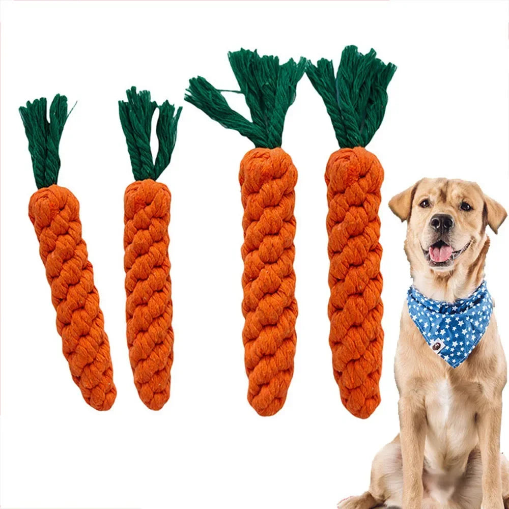 Dog Toy, Safe Durable, Braided Rope Carrot Chew Toy