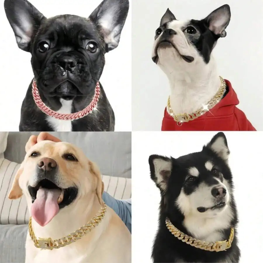 Rose Gold Cuban Chain Collar for Dogs and Cats