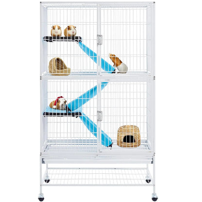 54'' Rolling Cage Large 4-Tiers, Chinchilla, Adult Rats, Guinea