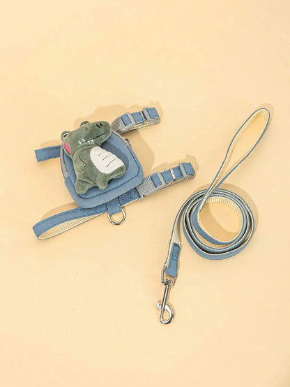 Crocodile-Style, Dog, Cat Harness., Leash Set